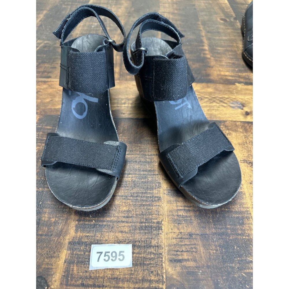 otob 8m bushnell wedge heel sandal thick strap platform light weight  black sil